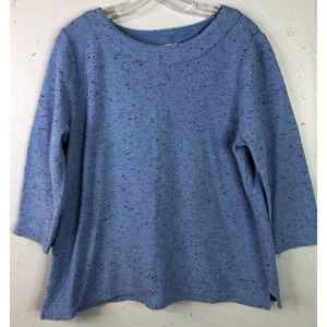 Talbots‎ Sweater Womens Dotted Light Blue Boat Neck 3/4 Sleeve, Sz L